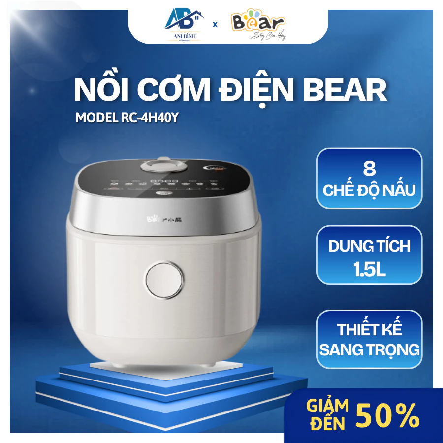 Nồi cơm Bear RC 4H40Y nồi cơm 1,5l Thiết Kế Nắp Kín Giữ Hơi, Vỏ Ngoài Cách Nhiệt An Toàn - Ani Bình Đồ Gia Dụng