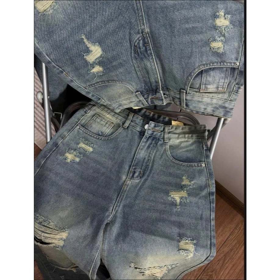 (Mã 36) Quần Jean Nữ Suông Rách Lưng Cao Có Form Nấm Lùn – Quần Jeans Ống Rộng Jean Cotton, Tôn Dáng | LIN HOUSE