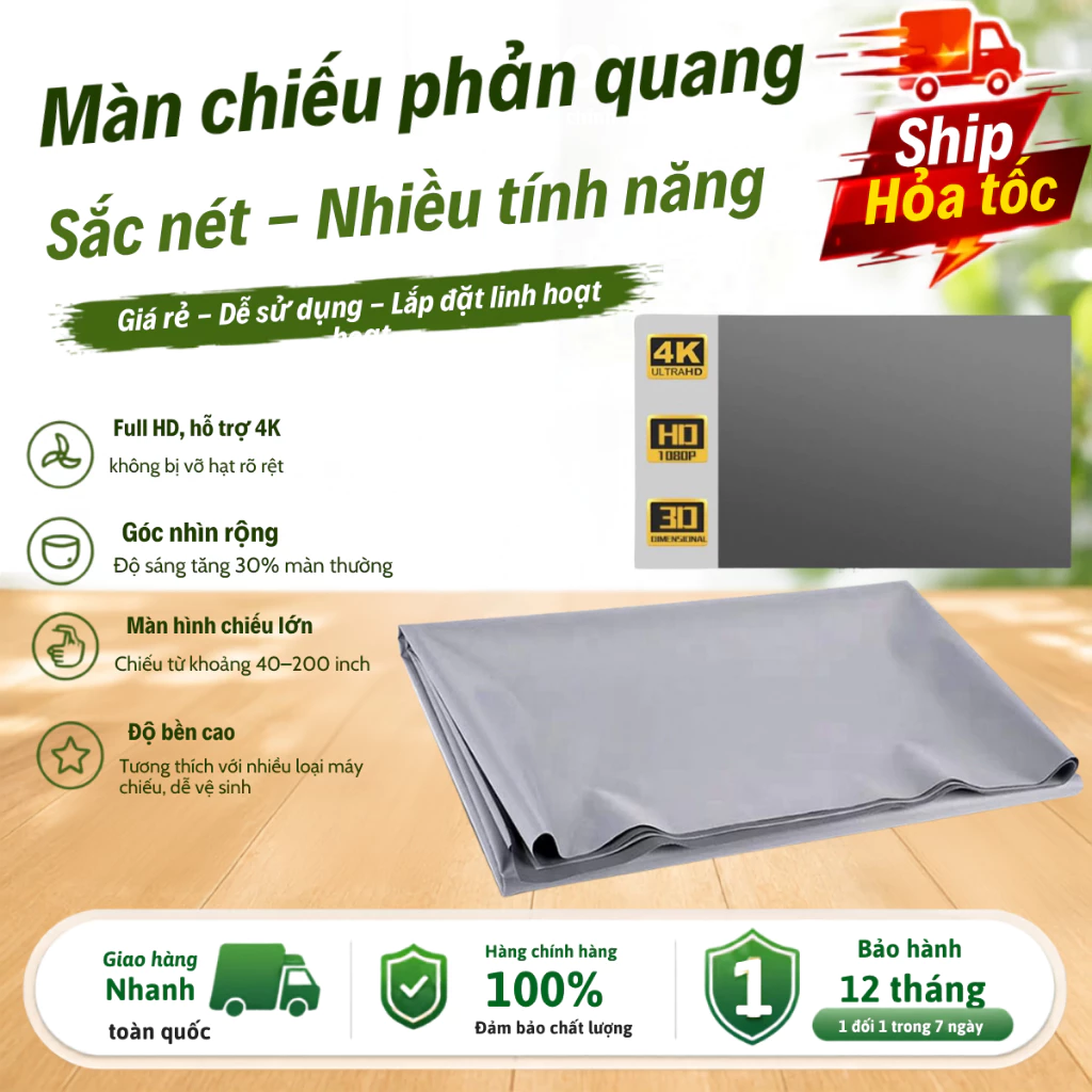Màn chiếu phản quang KAW 100 inch, 120 Inch giúp máy chiếu sáng thêm gấp 5 lần