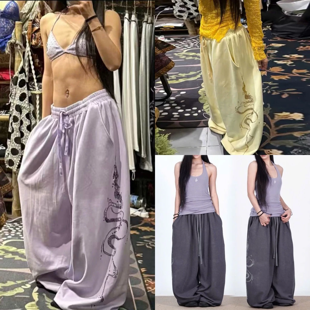 (sẵn tím , xám S)Quần nỉ dáng rộng phong cách hiphop dancer nhiều màu đính đá - Tiktik