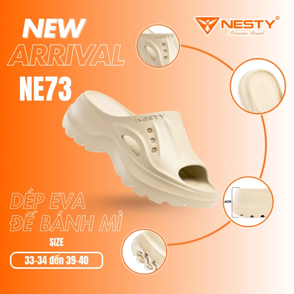 [NE73] [ KOL ] Dép NESTY EVA Dép Bánh Mì Siêu Nhẹ – Dép Sục Thoáng Khí Chống Trượt Đi Mưa Đi Chơi ( KO1 )