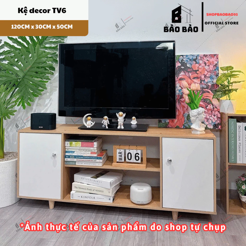 Kệ Tivi gỗ để sàn có ngăn chất liệu gỗ MDF phong cách bắc âu hiện đại - TV6