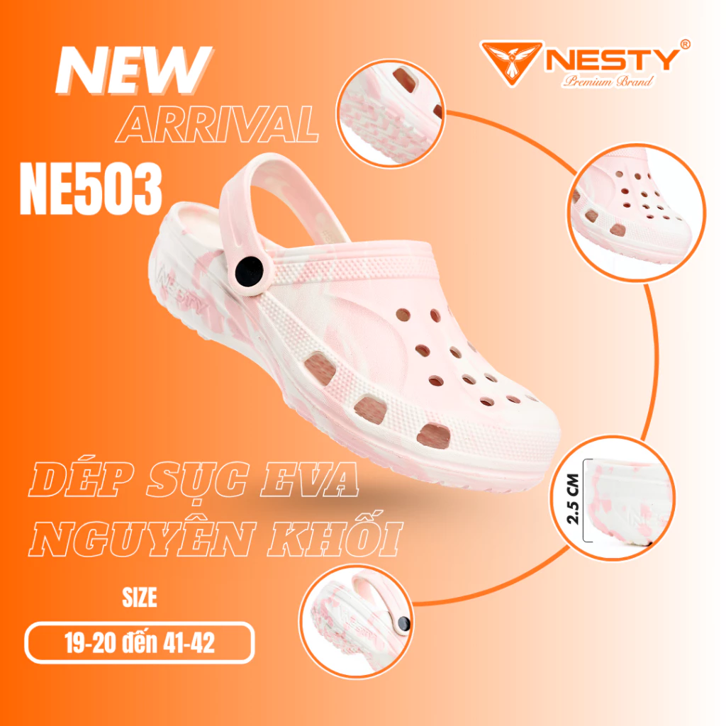 [NE503] [ KOL ] [Tặng Charm] Dép Sục NESTY Màu Hồng Loang Êm Nhẹ, Chống Trơn Trượt ( KO1 )