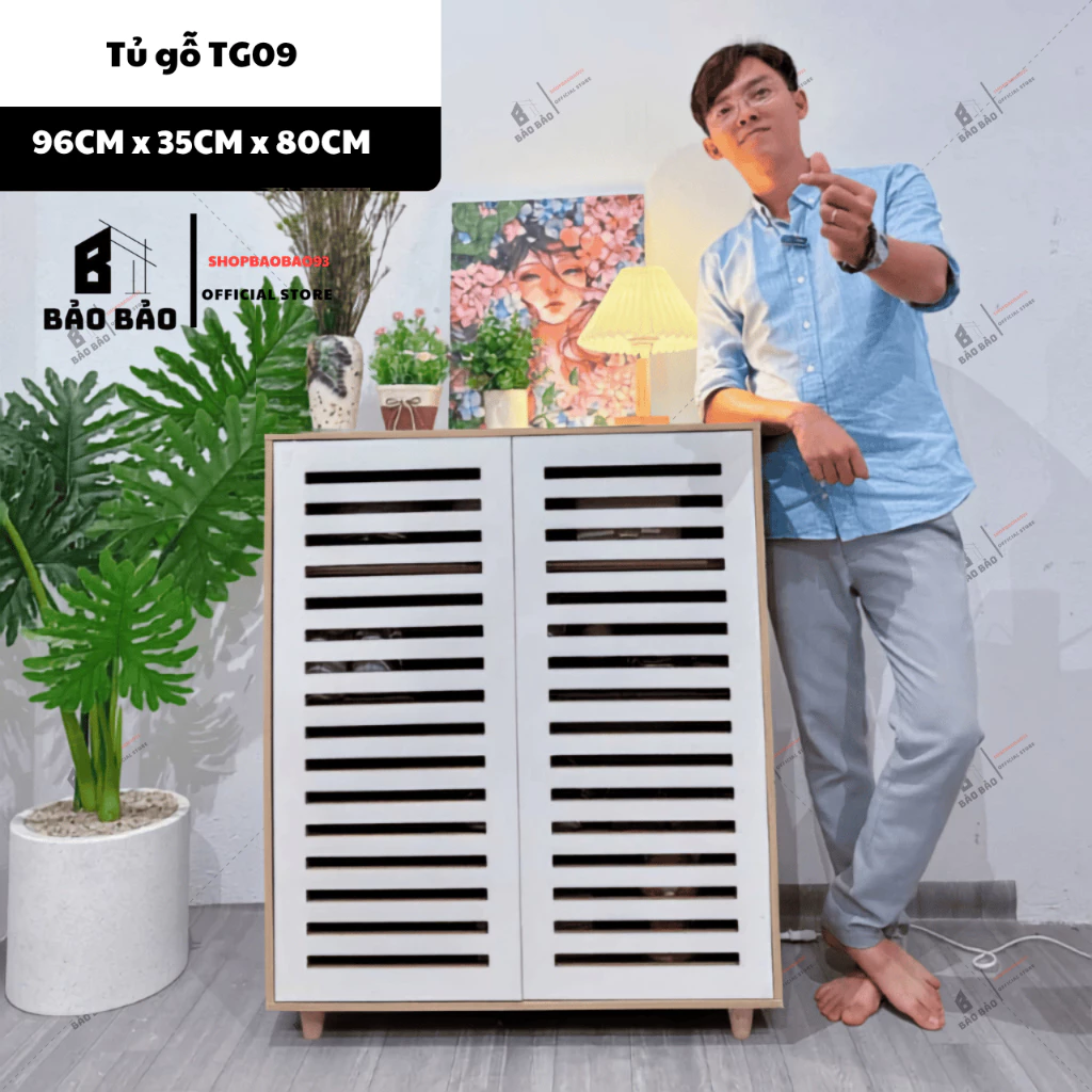 Tủ gỗ đựng đồ tủ giày tiện dụng có ngăn tầng MDF chống thấm phong cách hiện đại - TG09