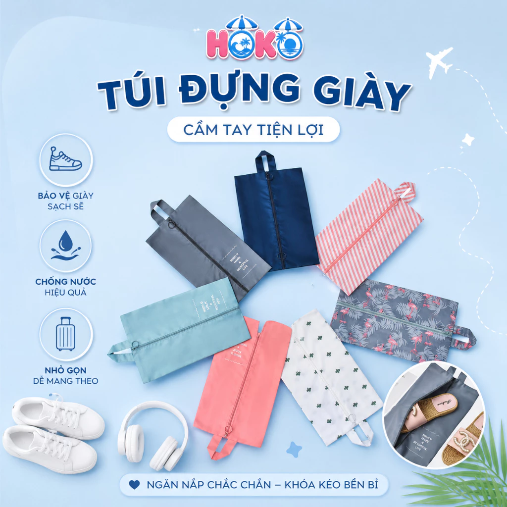 Túi đựng bảo quản giày dép cầm tay HOKO túi đựng giày du lịch xếp gọn vào vali có thể gấp gọn được tiện lợi, nhỏ gọn