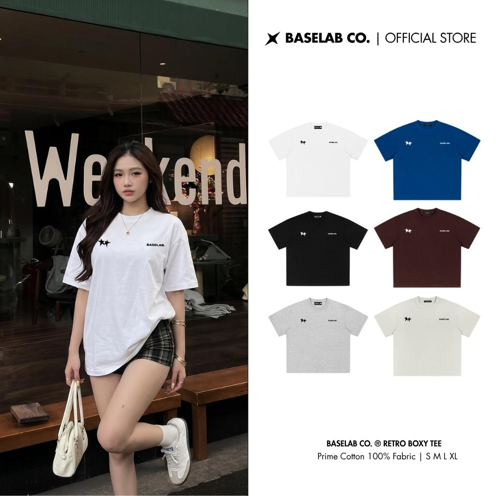 Áo Thun Boxy BASELAB In Họa Tiết Ngôi Sao Cotton Premium Cao Cấp Thoáng Mát…