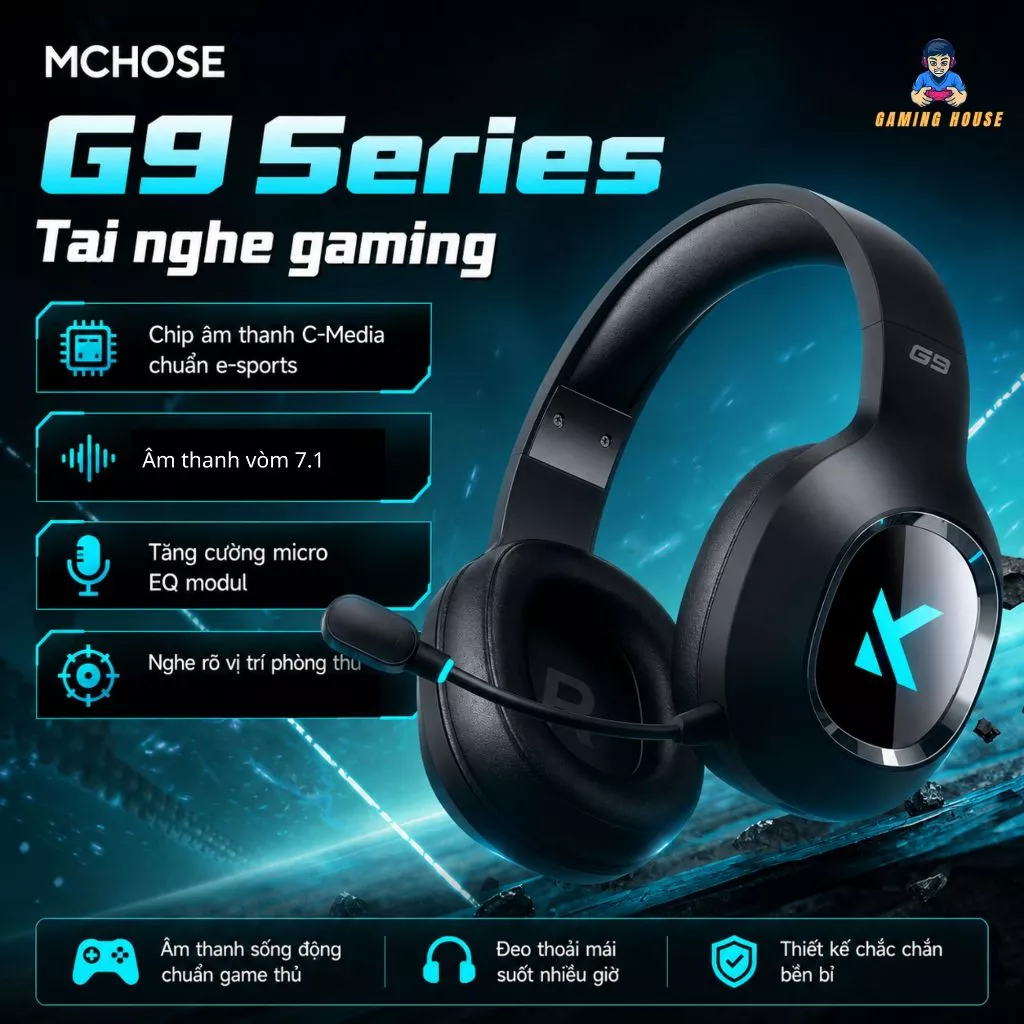 Tai nghe Gaming Mchose G9 Series - Chụp tai - Có dây - Micro giảm ồn  - Âm thanh vòm 7.1 - Chip CMedia