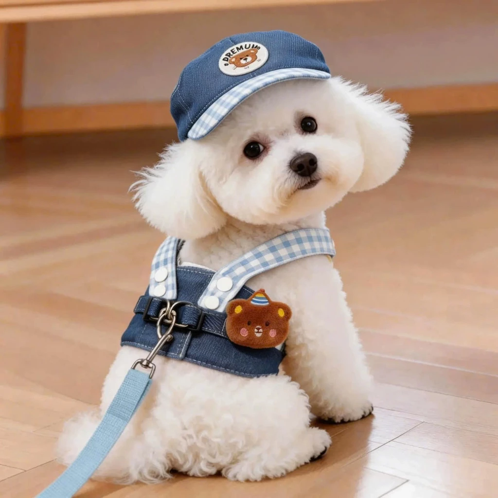 Dây Dắt Kèm Nón Chó Mèo Đi Dạo Dễ Thương Dây Dắt Cho Thú Cưng Cao Cấp Quần Áo Gấu Nâu Hihapet.