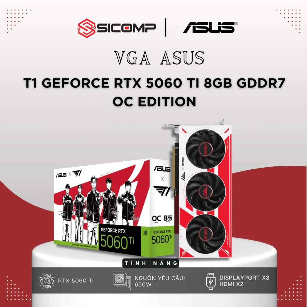 [FULL VAT] VGA ASUS T1 GEFORCE RTX 5060 TI 8GB GDDR7 OC EDITION, BH 36TH