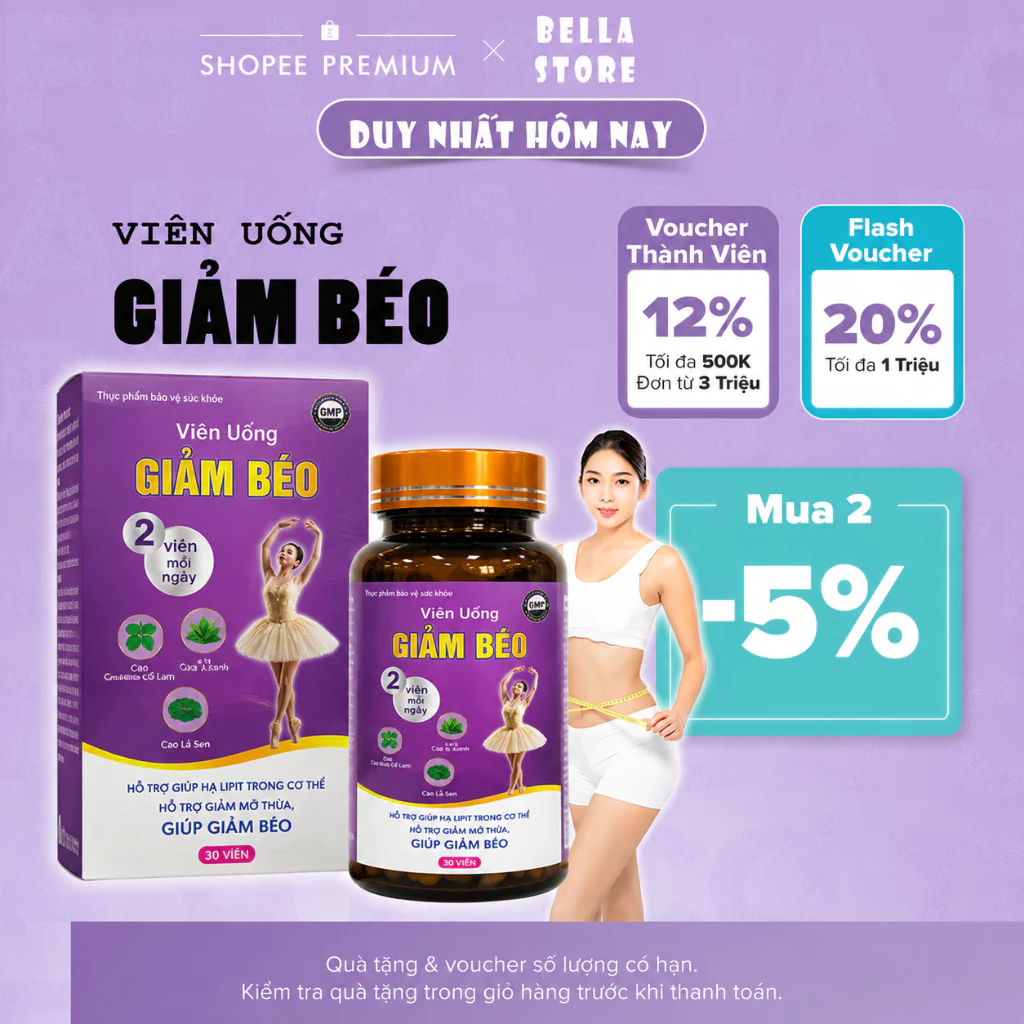 Viên Uống Giảm Béo Thảo Mộc Giảm Cân 30 Viên Dành riêng cho người cơ địa khó giảm và lờn thuốc