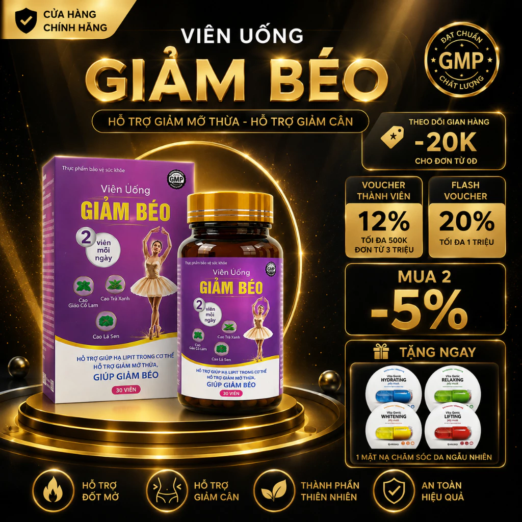 Trà Thảo Mộc Giảm Cân Cao Trà Xanh Hạn Chế Tích Tụ Mỡ Giữ Dáng Ổn Định Hộp 30 Viên