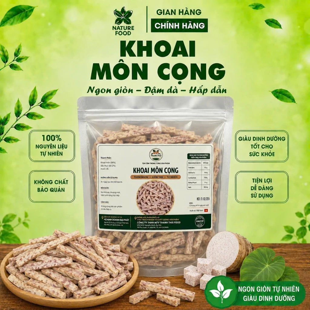Khoai môn Sấy Hàng Xuất Khẩu không đường Phân phối bởi NATURE FOOD ( đầy đủ hồ sơ công bố và kiểm nghiệm sản phẩm)