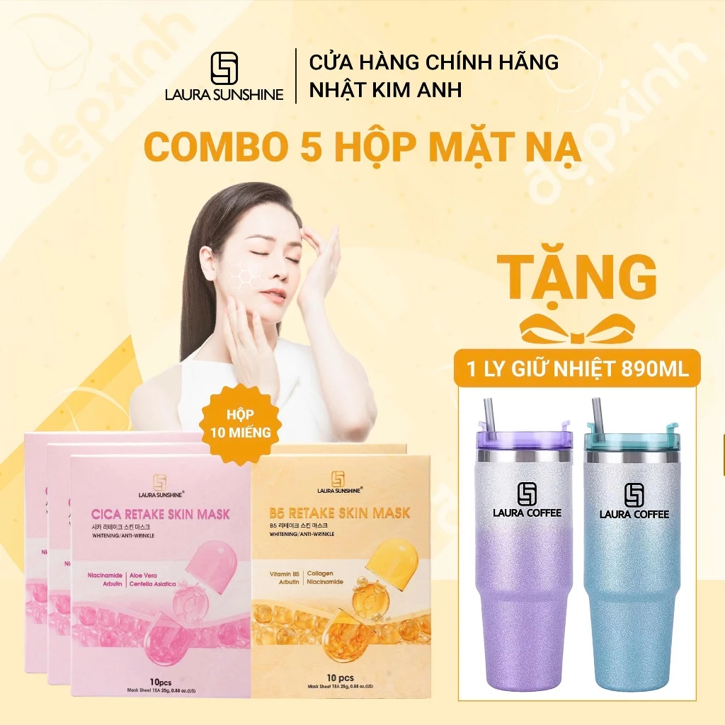 Combo mặt nạ dưỡng sáng da cấp ẩm Laura Sunshine Skin Mask (10miếng x 25g)