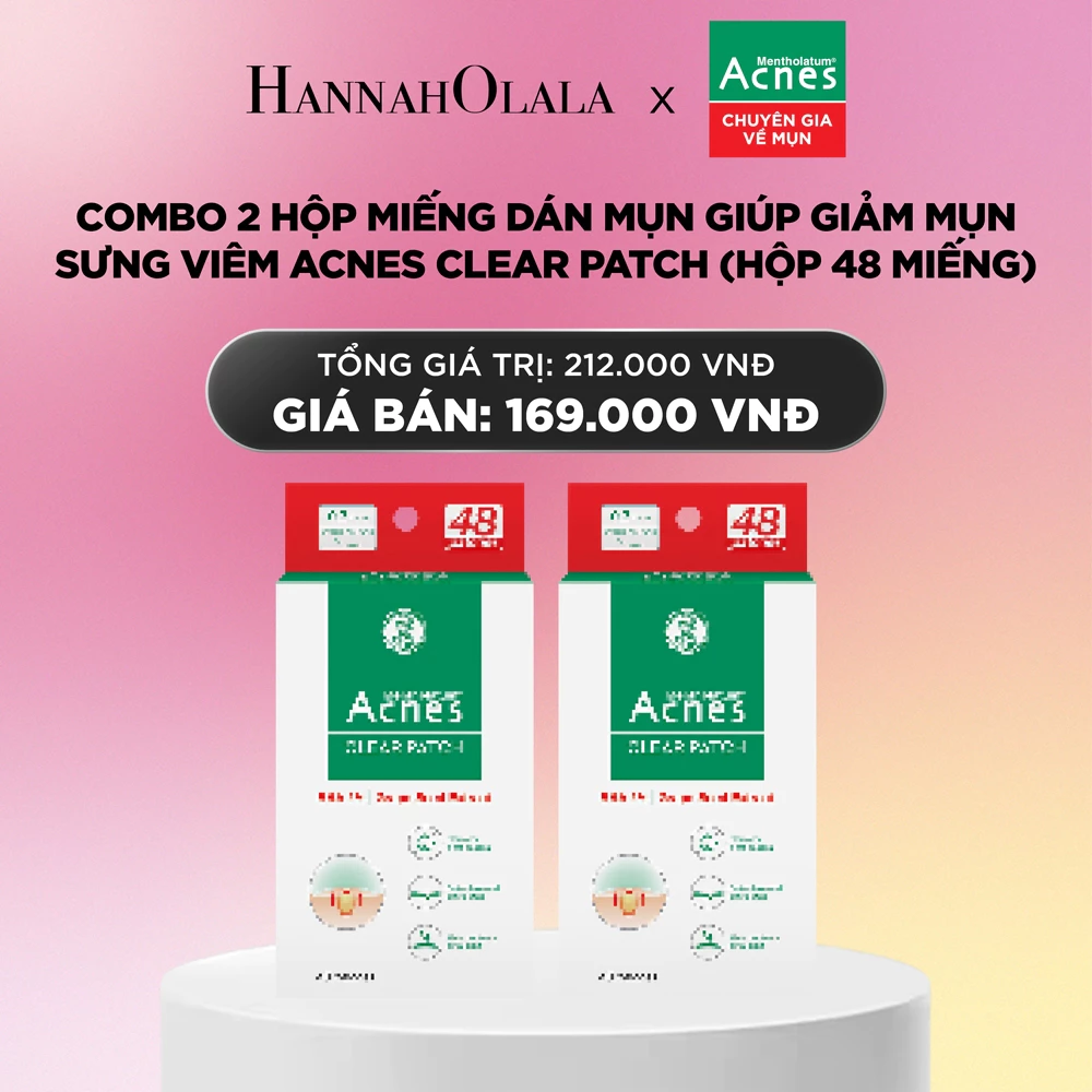 [KOL LIVE] Combo 2 Hộp miếng dán mụn giúp giảm mụn sưng viêm Acnes Clear Patch (Hộp 48 Miếng x 2)
