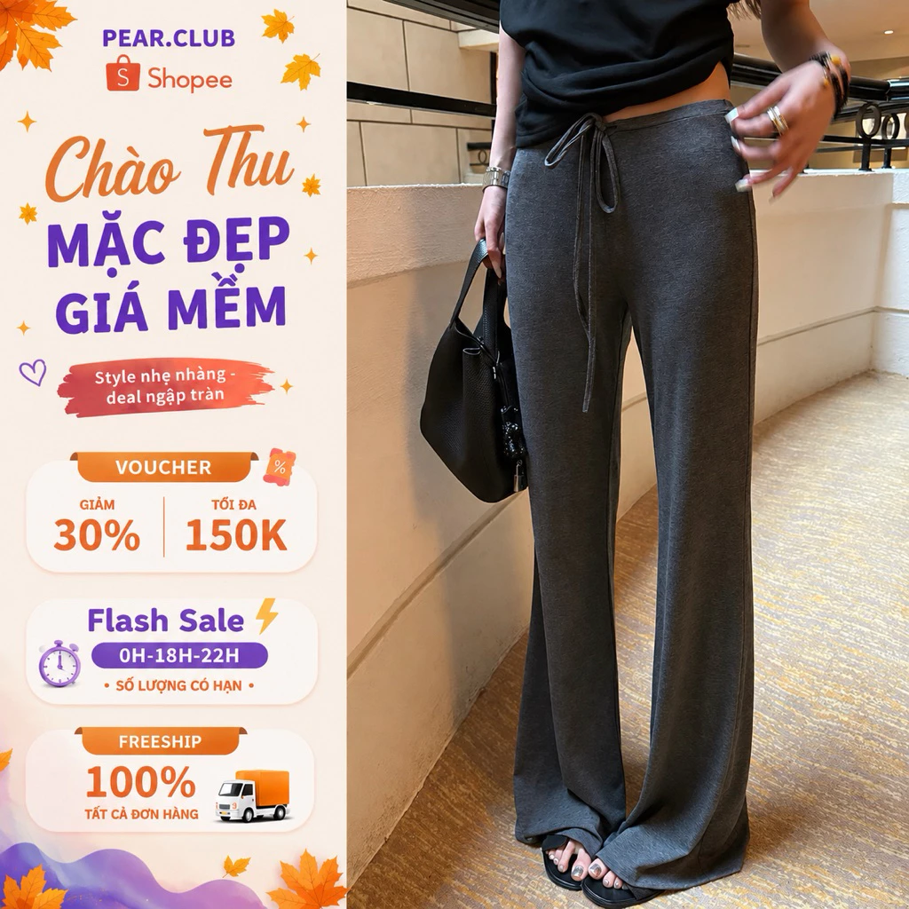 [NEW] Quần dài ống loe cạp cao PEAR.CLUB, quần loe cạp cao chất thun co giãn, thoải mái mặc mùa thu đông, đi chơi