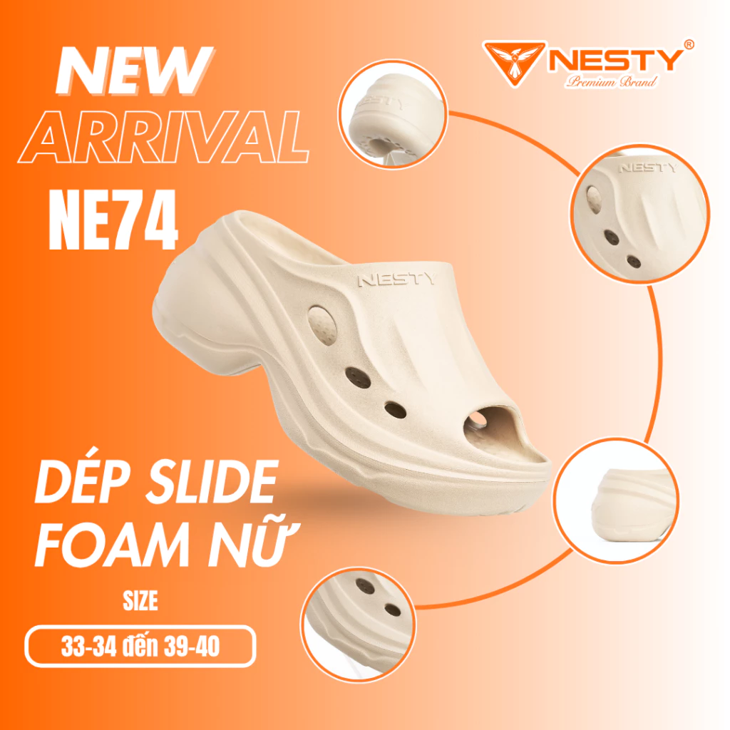 [NE74] [ KOL ] Dép Sục NESTY Đế Xuồng Cao Cấp, Dép Bánh Mỳ Nữ Hở Mũi Thoáng Khí Cao 9cm ( KO2 )