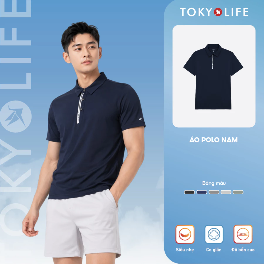 Áo Polo Nam TokyoLife Premium IceFlex™ - Mát Lạnh, Co Giãn 4 Chiều, Thoáng Khí, Thể Thao Cao Cấp 40006059