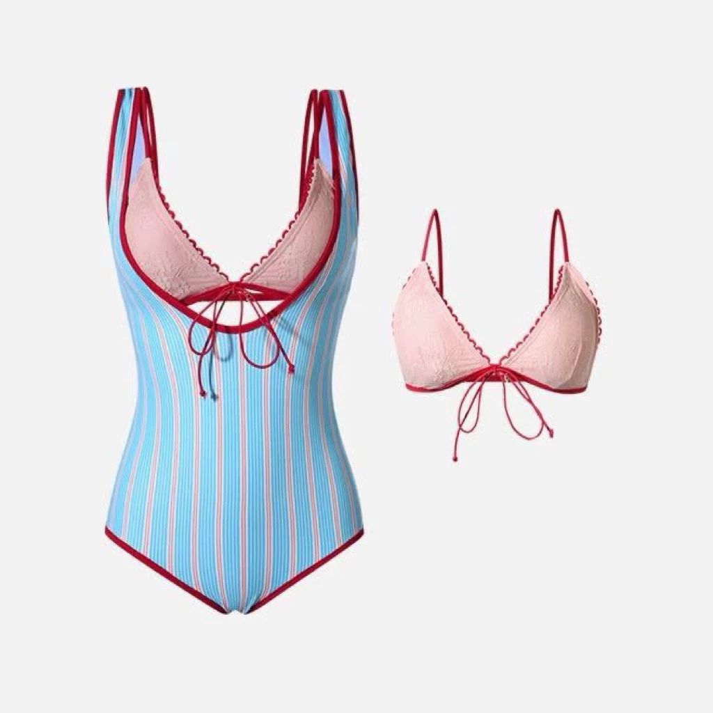𝗠𝗔𝗜 𝗕𝗜𝗞𝗜𝗡𝗜 •HOẢ TỐC HN• BỘ LIỀN KẺ XANH ÁO HỒNG