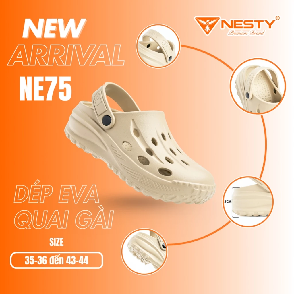 [NE75] [ KOL ] Dép Sục NESTY Clog EVA Quai Gài – Dép Đế Dày Siêu Nhẹ Thoáng Khí Chống Trượt Unisex ( KO1 )