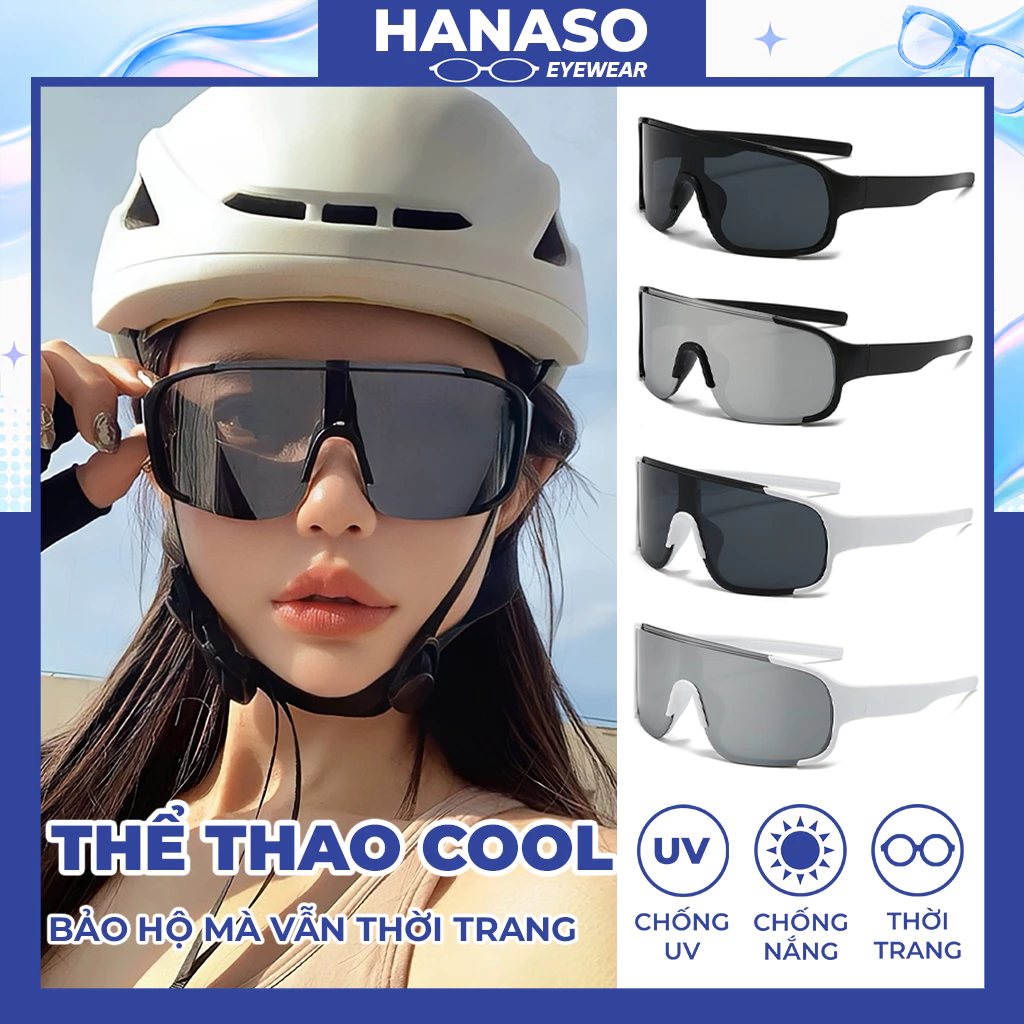 Kính mắt nam nữ mắt vuông thời trang đi chơi phượt phong cách Hàn Quốc chống tia UV ngầu HANASO 408