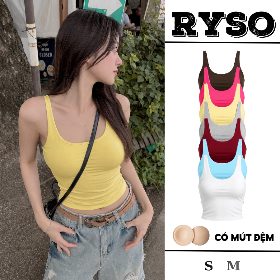 Áo Hai Dây Bản To Cổ Chữ U Không Viền May Kèm Mút Ngực Form Vừa Tôn Dáng Chất Borip 2S06 RYSO STORE