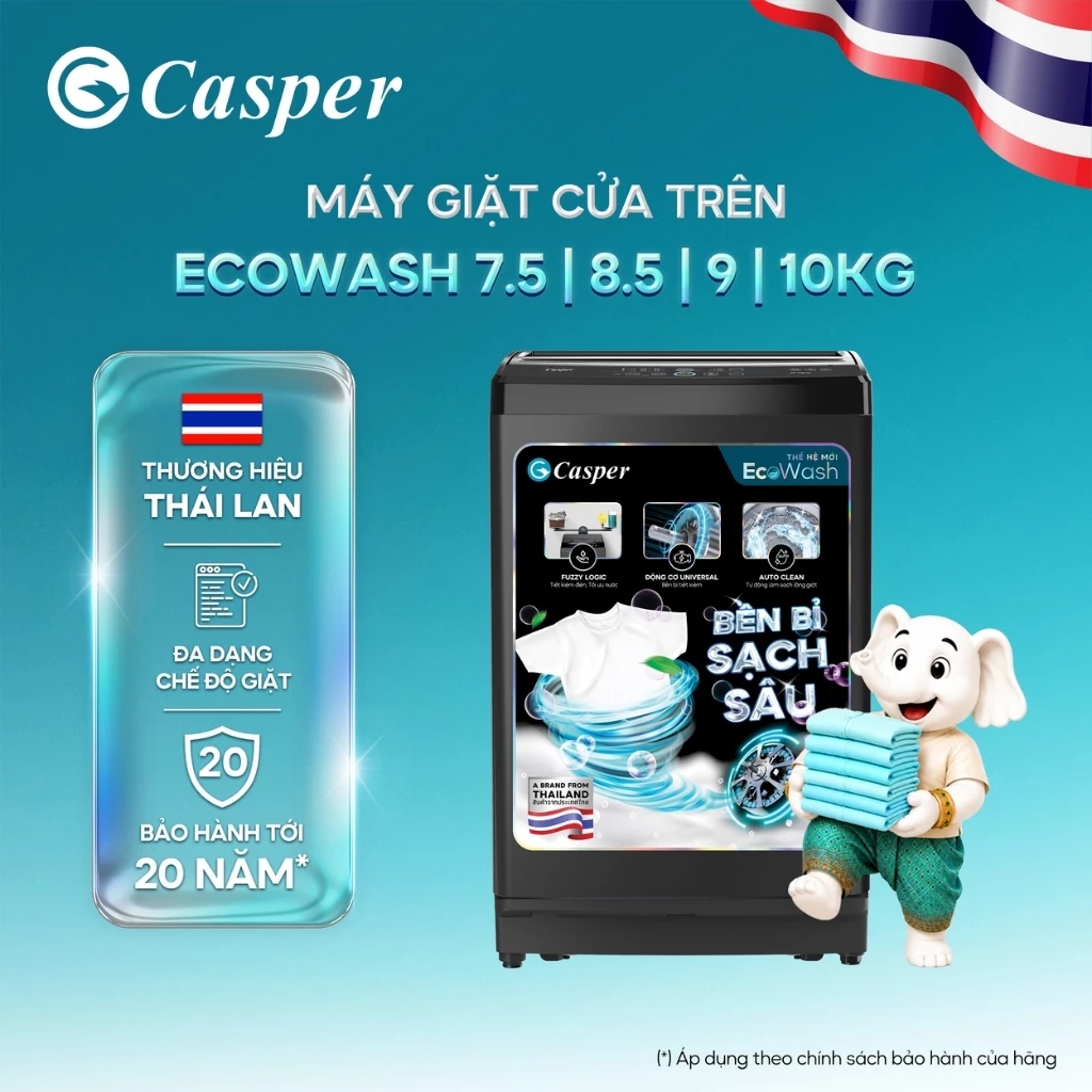 Máy giặt cửa trên Casper 7.5/8.5 - EcoWash - WT-75NG1/ WT-85NG1 - Chính hãng