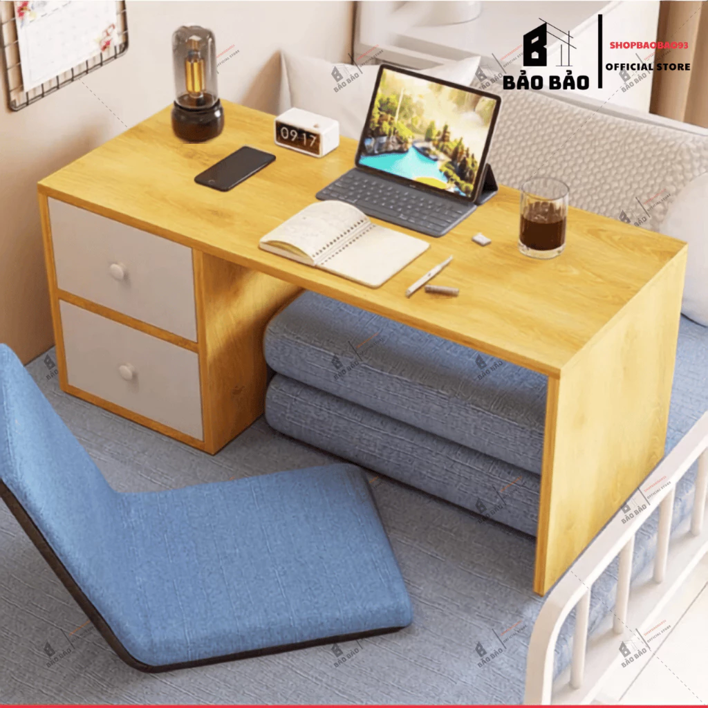 Bàn trang điểm bệt có ngăn kéo, bàn bệt có ngăn kéo chất liệu gỗ MDF phủ Melamine cao cấp - BNB
