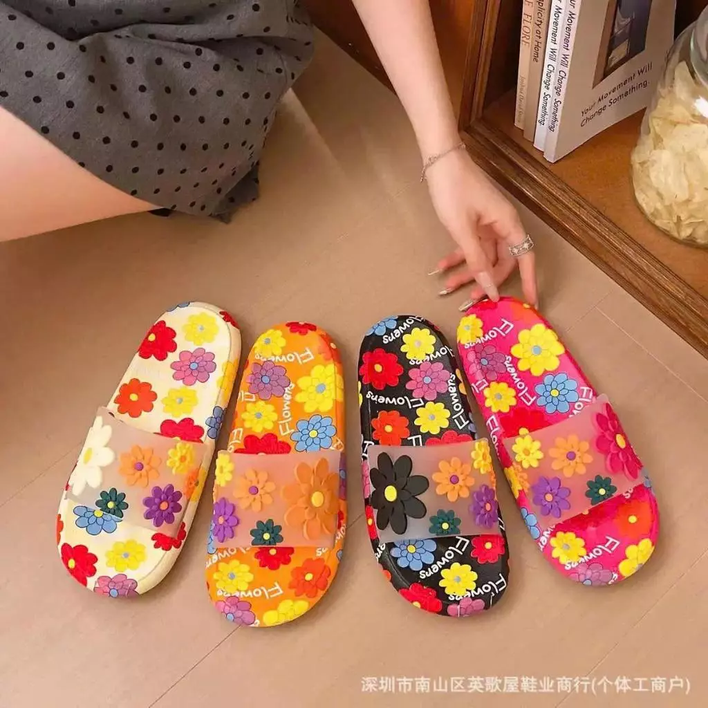 Dép Nữ Hàn Quốc Hoa Nổi Đế Êm, Phong Cách Retro Vintage - Lù Store - 1601