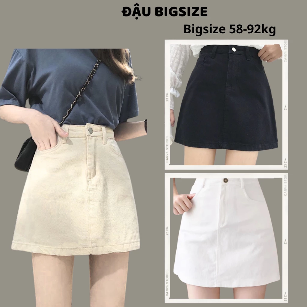 Chân váy chữ A Bigsize nữ chất vải Kaki dày dặn có lót quần khóa kéo có túi dáng ôm lưng cao tôn vòng eo CV11
