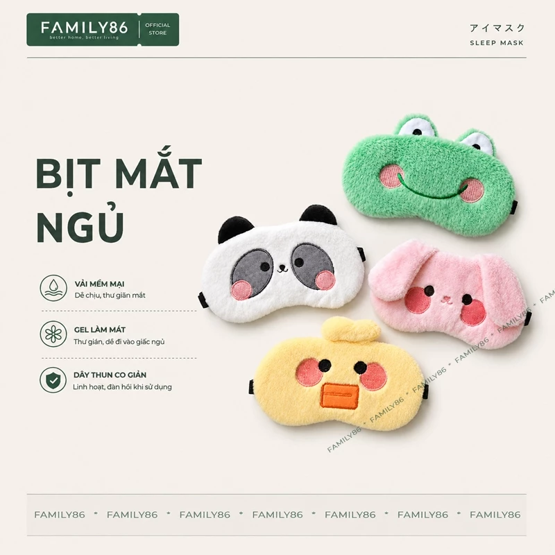 Miếng Bịt Mắt Ngủ, Đồ Bịp Mắt Ngủ Có Gel Làm Mát Cute Anime Lụa - Bịch Mặt Nạ Ngủ Che Mắt
