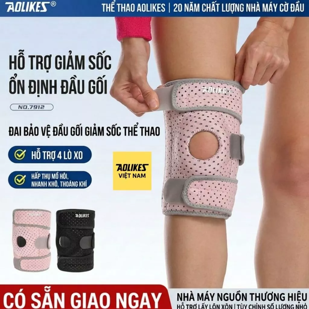 Đai Nẹp Đầu Gối AOLIKES 7912 Silicon Có Dây Đeo, Bảo Vệ Khớp Gối, Hỗ Trợ Sụn Chêm, Chạy Bộ, Leo Núi, Bóng Rổ, Gym