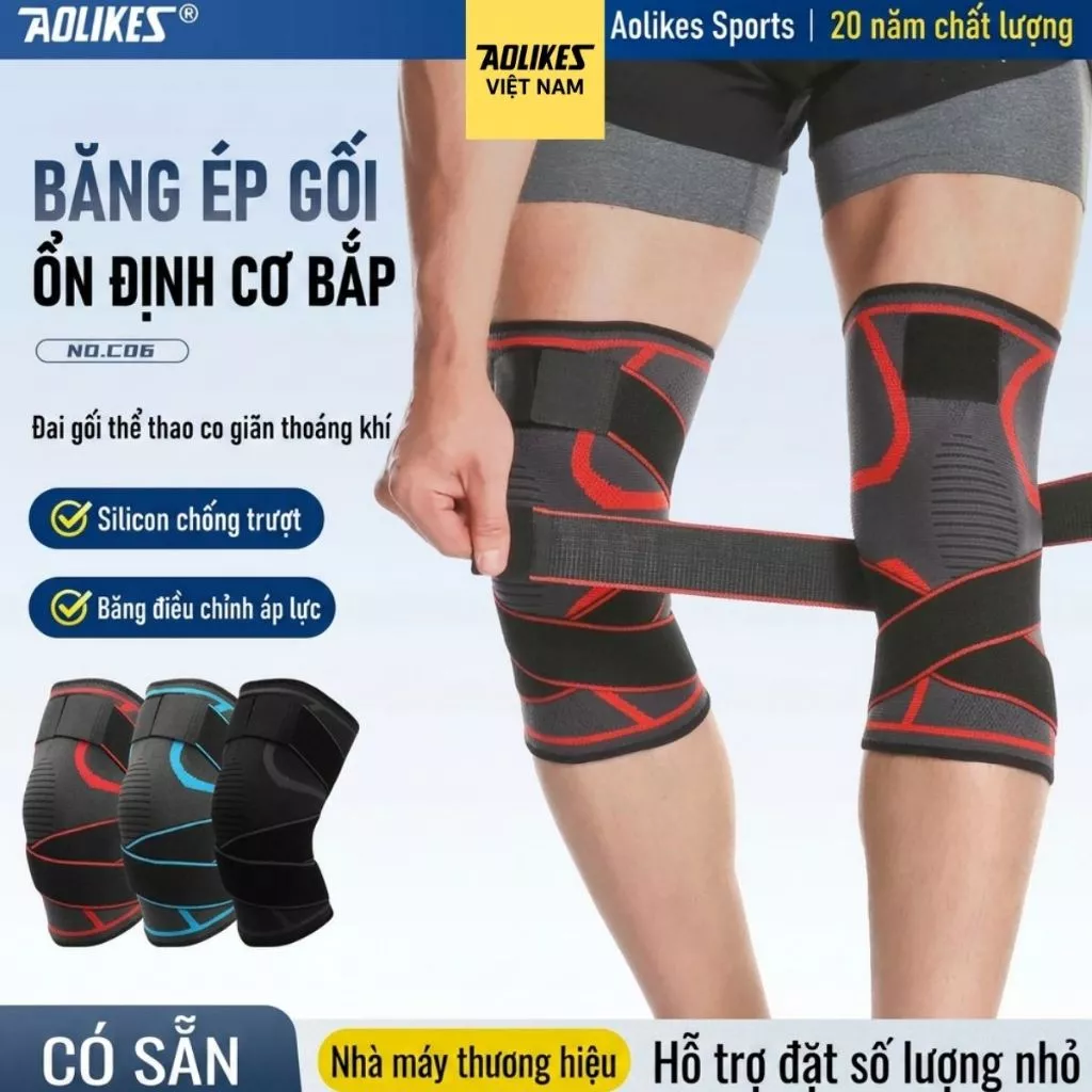 Bó Gối Thể Thao AOLIKES C06 Đeo Chéo Dạng Số 8, Dây Đai Điều Chỉnh, Bảo Vệ Đầu Gối, Chạy Bộ, Bóng Rổ, Đạp Xe, Gym