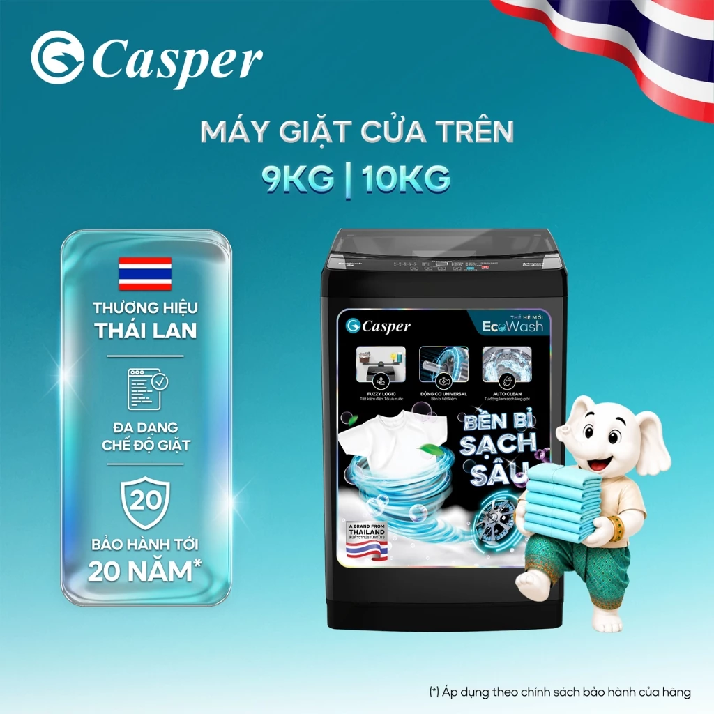 Máy giặt cửa trên Casper 9KG/ 10KG Đen/ Ghi - WT-9NB3 | WT-10NB3 | WT-E10NGR21 | WT-E9NGR21