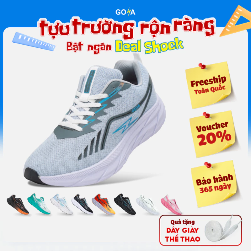 Giày thể thao chạy bộ nam nữ Goya Plus năm 2026 siêu nhẹ, siêu êm, chống trơn trượt, siêu thoáng khí đang được đối chiếu cho người mua tại Việt Nam
