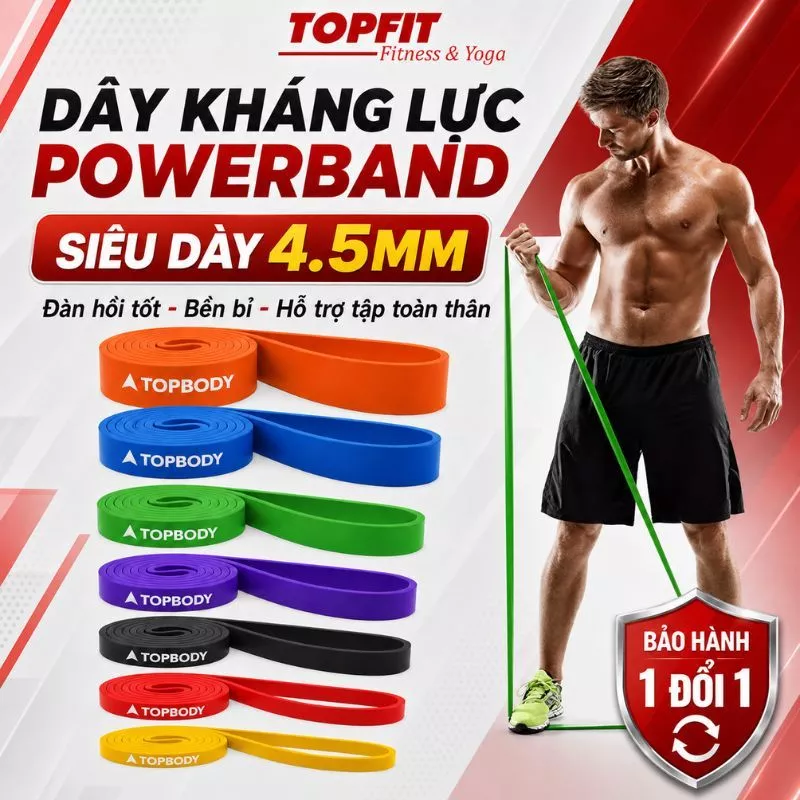 Dây Kháng Lực Power Band TOPBODY Đàn Hồi Cao Hỗ Trợ Kéo Xà, Squat, Deadlift, Tập Gym Toàn Thân - DKHAL