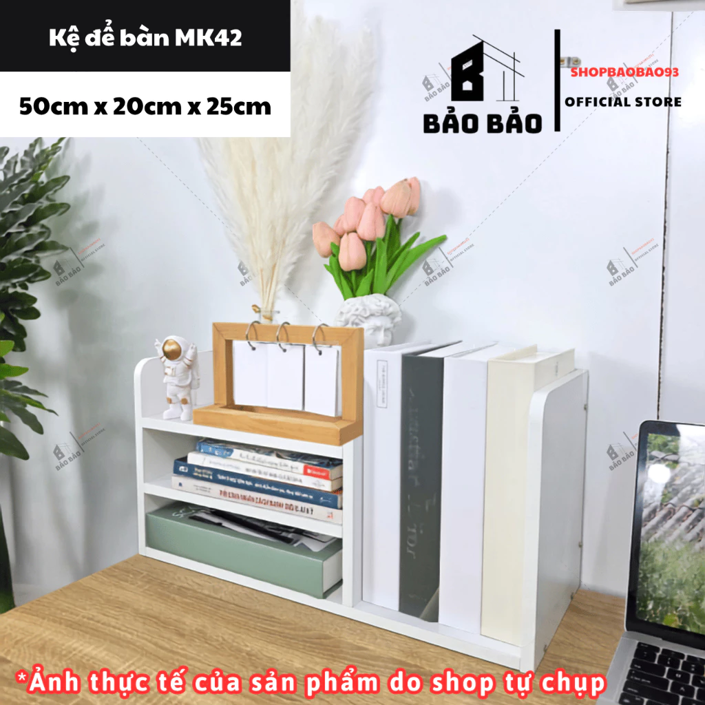 Kệ sách để bàn màu Trắng trang trí bàn làm việc chất liệu gỗ MDF chống nước tốt - MK42