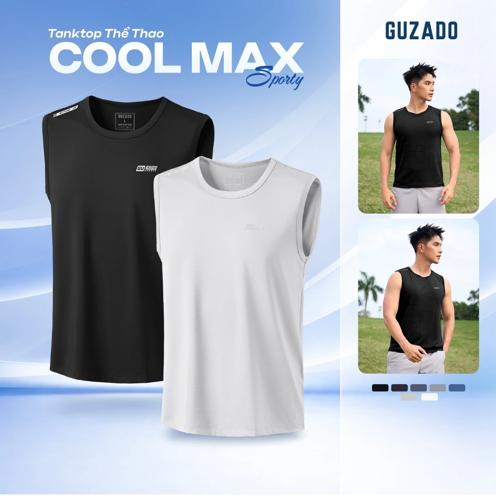 [HÀNG TẶNG]Áo Ba Lỗ Nam GUZADO Vải Coolmax Cao Cấp, Thoáng Khí Nhanh Khô, Co Giãn Thoải Mái GTT06-GATT25S006