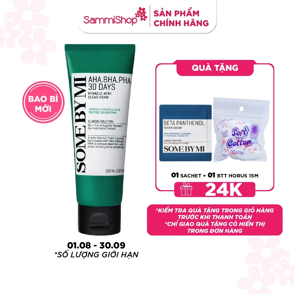 Some By Mi Sữa rửa mặt AHA-BHA-PHA 30 Days Miracle Acne Clear Foam 100ml
