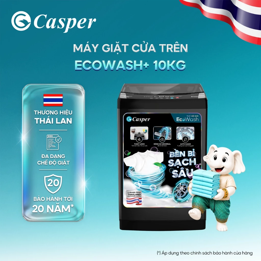 Máy giặt cửa trên Casper 10KG WT-10NB3 - Chính hãng - Bảo hành 2 năm