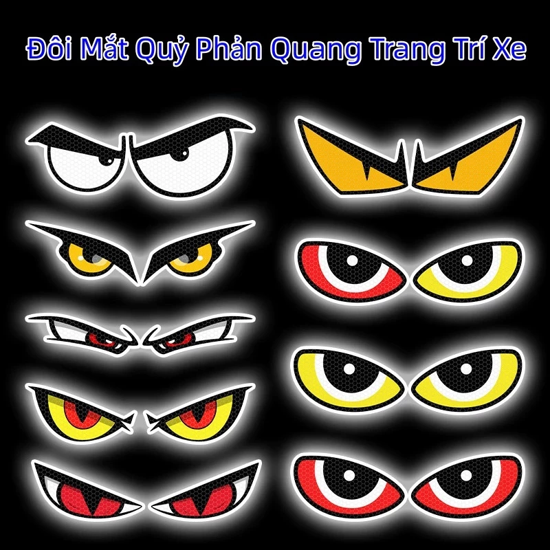 Đôi Mắt Quỷ Phản Quang Trang Trí Xe – Dán Nắp Capo, Gương Chiếu Hậu Xe Tải, Xe Hơi, Xe Máy