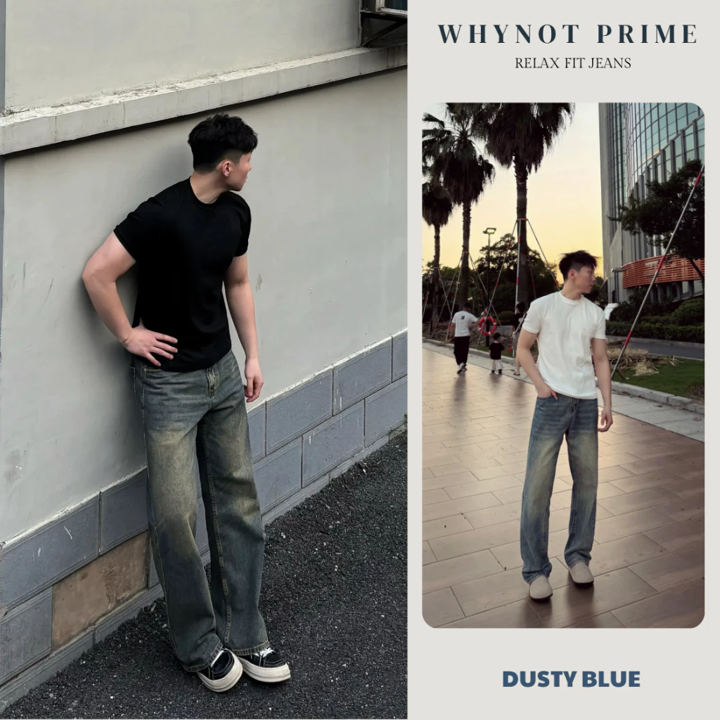 [Deal Mở Bán] Quần Jean Nam Ống Suông Đứng Dusty Blue Vintage, Quần Bò Nam Nữ Có BigSize WN PRIME