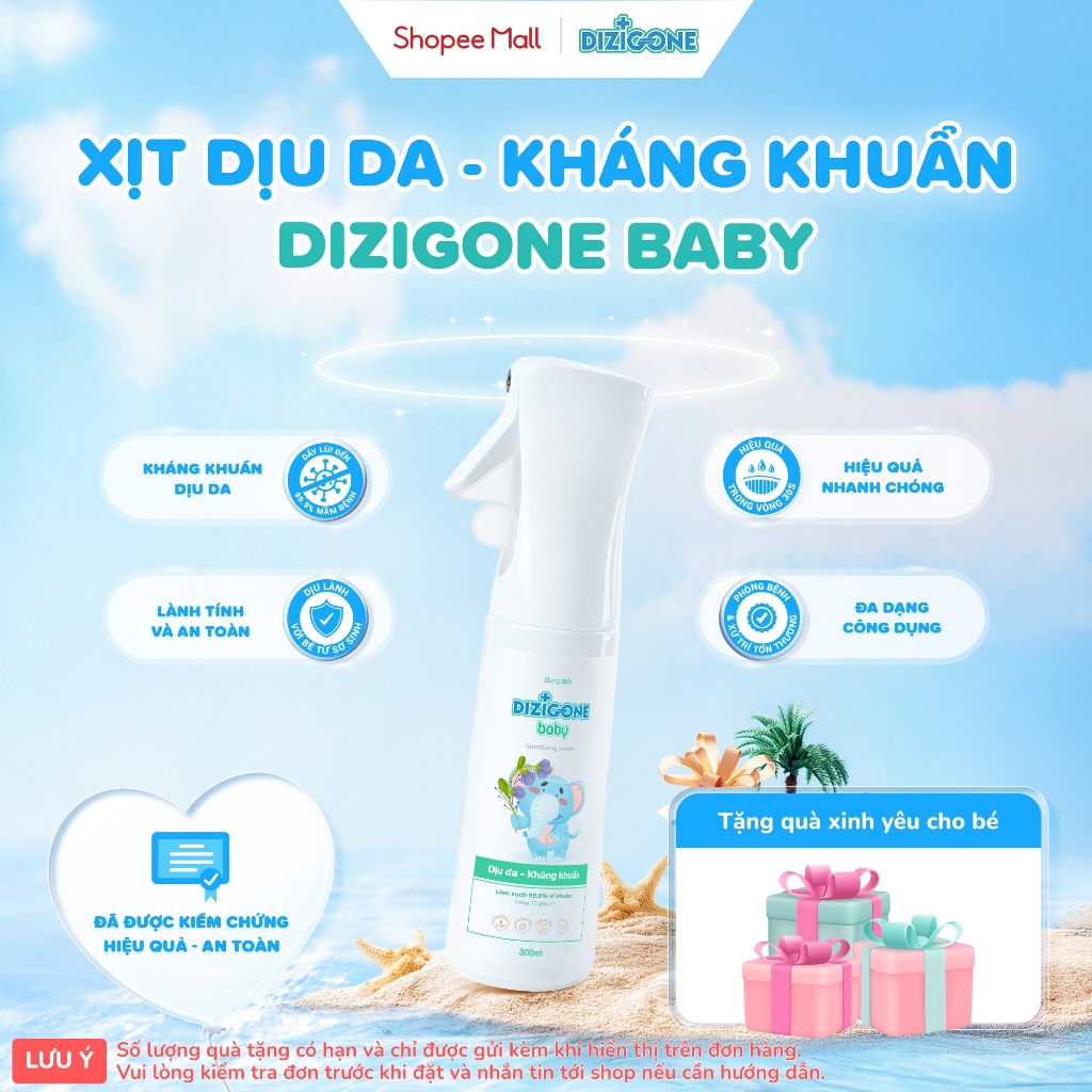 Dung dịch DIZIGONE Baby - Chai xịt 300ml: Giúp làm sạch da, kháng khuẩn và làm…