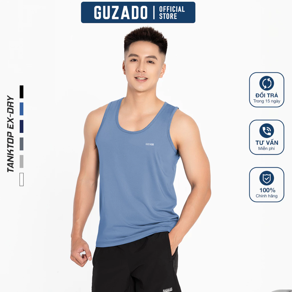 Áo Ba Lỗ Nam GUZADO Vải Thun Lạnh Mềm Mát, Thấm Hút Tốt, Co Giãn Cao, Chống Nhăn Dão Vải GTT-GATT25S005