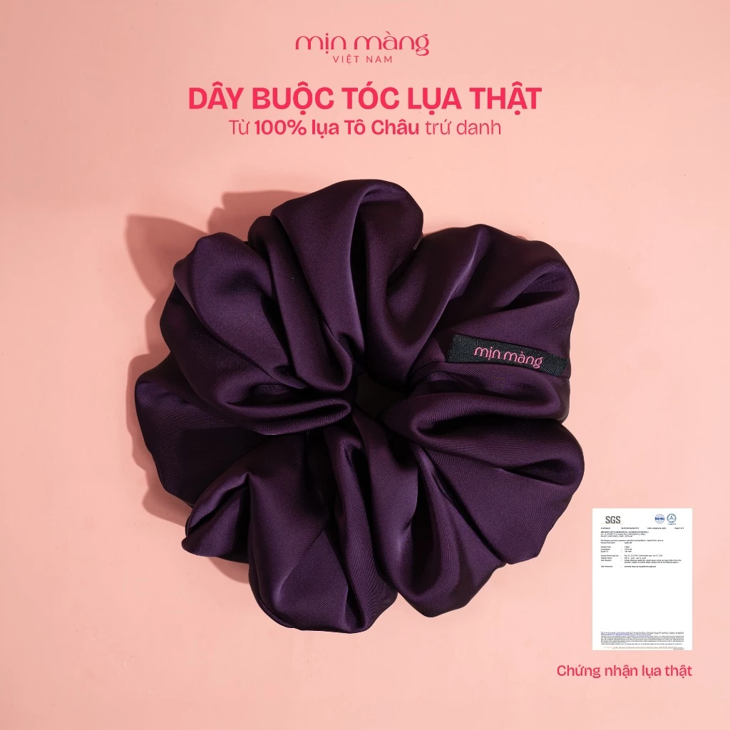 Scrunchies Dây Buộc Tóc Lụa Mềm Mại To Phồng Cao Cấp Handmade MỊN MÀNG VIỆT NAM Bảo Vệ Giữ Nếp Tóc