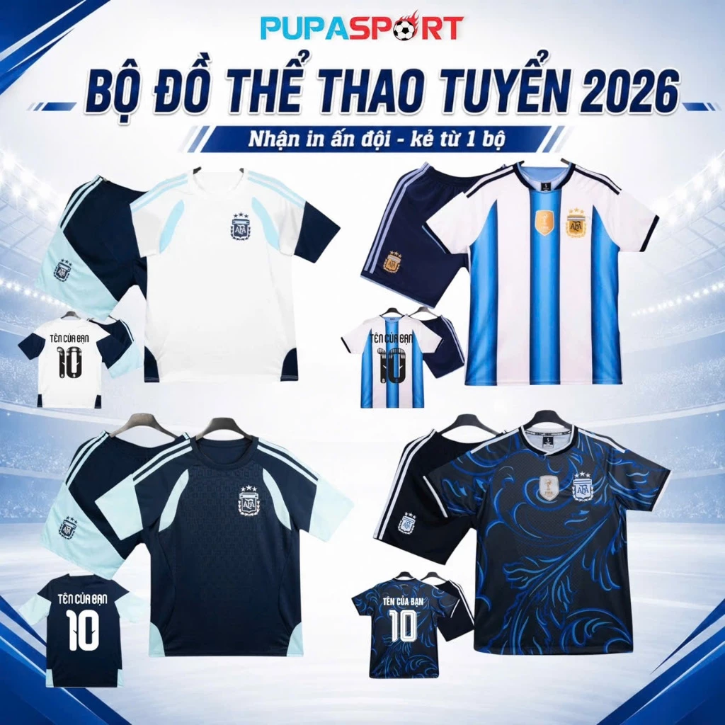 Bộ Quần Áo Thể Thao Ác Hen 2026, Vải Thun Lạnh/Thun Mè Cao Cấp Cho Nam Nữ, Có In Tên Số Unisex Top Sport.