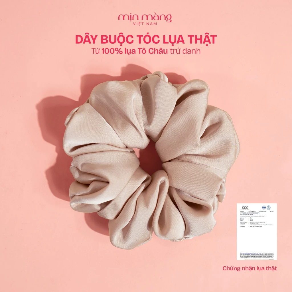 Dây Buộc Tóc Scrunchies Lụa Cao Cấp Handmade Mềm Mại To Phồng MỊN MÀNG VIỆT NAM Giữ Nếp Bảo Vệ Tóc