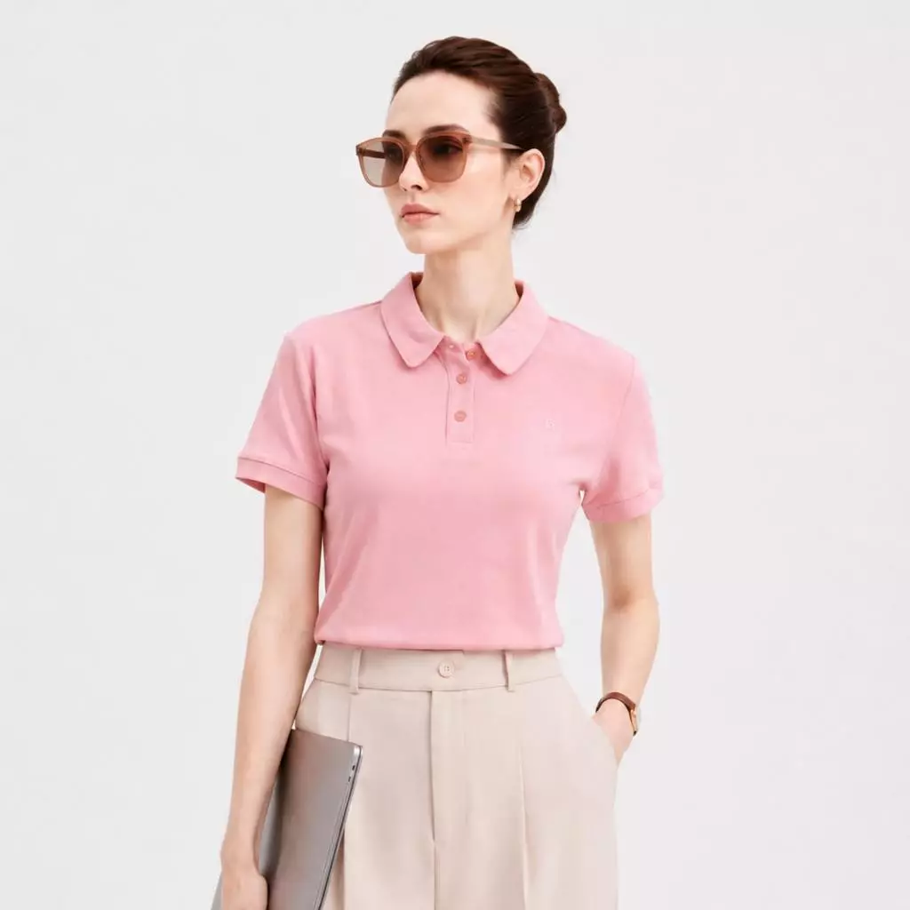 (BST POLO) Áo polo nữ tay ngắn basic 298 Thái Hoà cổ không chân vải trơn da cá sấu co dãn 4 chiều