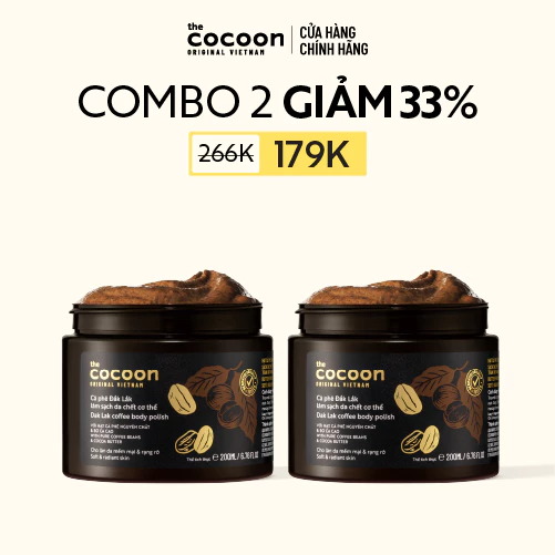 [MUA 2 GIẢM 34%] Combo 2 Tẩy da chết cơ thể cà phê Đắk Lắk Cocoon cho làn da mềm mại và rạng rỡ 200ml