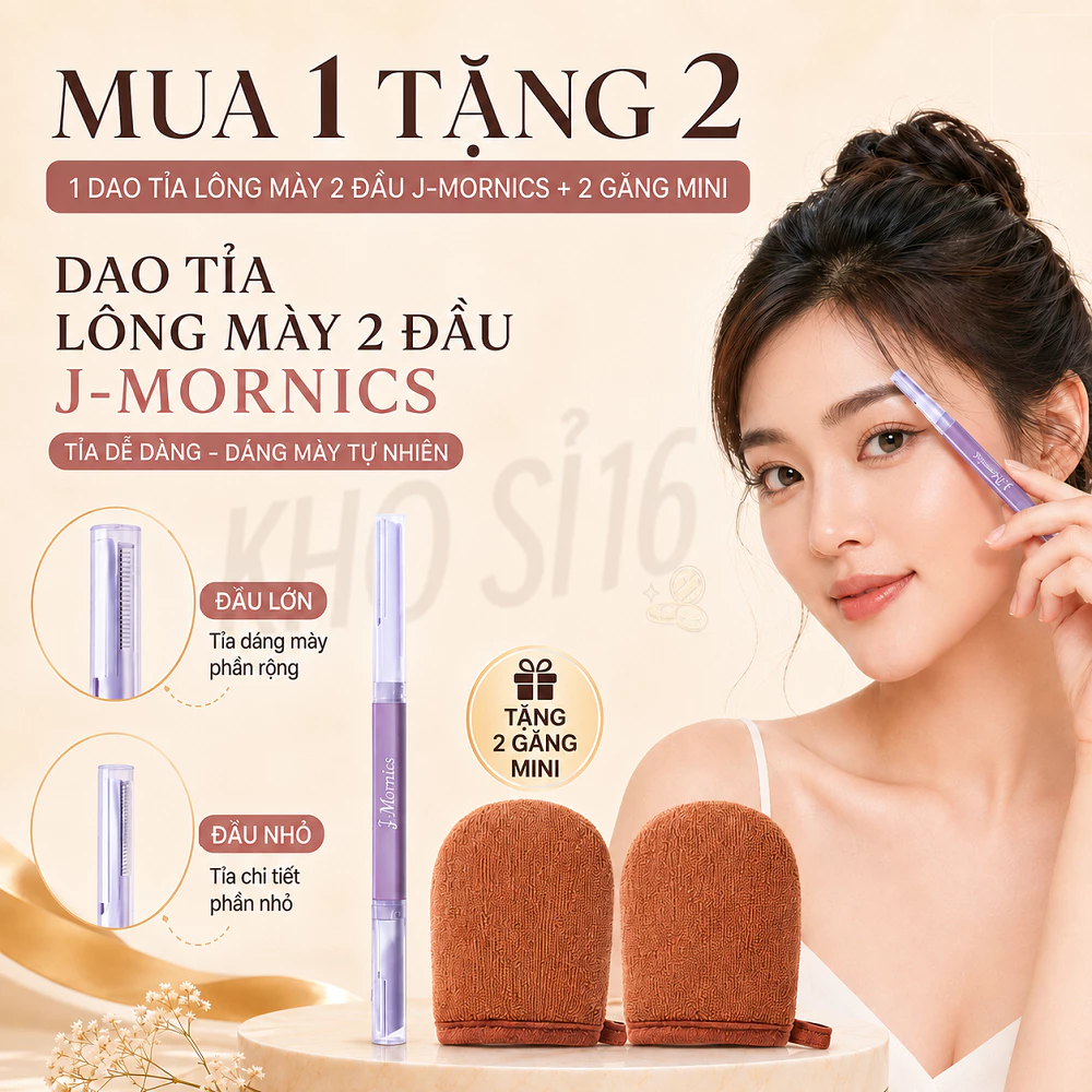 [MUA 1 TẶNG 2] Dao Cạo Lông Mày 2 Đầu J-Mornics Lưỡi Mỏng + 2 Găng Tay Mini Thoa Kem Body_khosi16