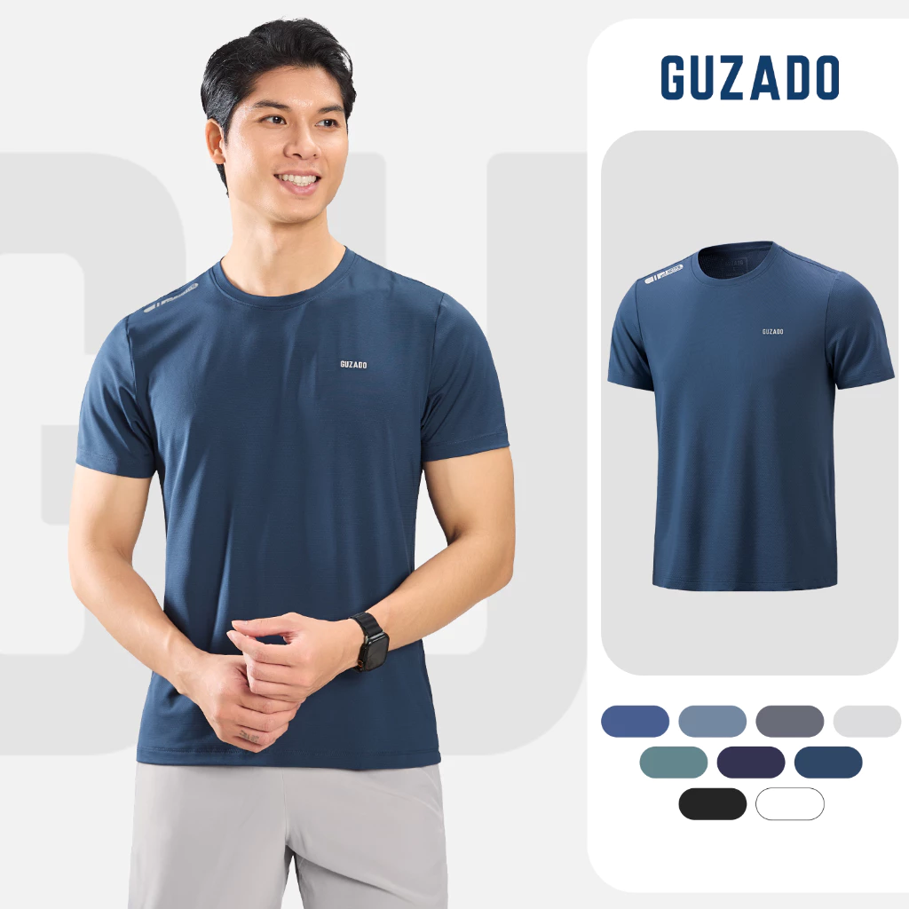 Áo Thun Thể Thao Nam GUZADO Coolmax Cao Cấp, Thấm Hút Mồ Hôi Tốt, Co Giãn Linh Hoạt GTS-GATS25S006